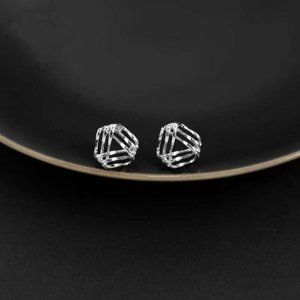 MJ Women & Teen Mini Silver Style Commute Geometric Copper Ear Stud Earrings